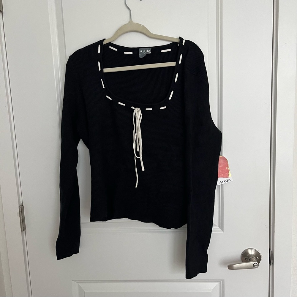 NEW Arula Black Ribbon Sweater Plus Size C / 3X NWT - Picture 5 of 8